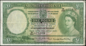 Southern Rhodesia, Central African Currency Board, One Pound, 10 September 1955, B/284 077876 (Pick 17). Small hole...