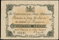 Straits Settlements, The Government of the Straits Settlements, Twenty-Five Cents, c. 1917, G/1 85127 (Pick 7). Very...