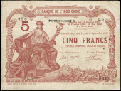 Tahiti, Banque de l’Indo-Chine, Five Francs, 3 September 1912, L6 996, PAPEETE (TAHITI) stamped at upper centre...