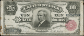 United States of America, Silver Certificate, Ten Dollars, series of 1891, E 3054700, Rosencrans-Nebeker signatures...