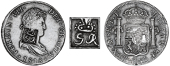 British Honduras, ——— Dollar, MEXICO, Ferdinand VII, 8 Réales, 1818jj, Mexico City, obv. countermarked with...