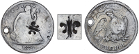 Puerto Rico, ——— Half-Dollar, U.S.A., Half-Dollar, 1870, holed near edge and obv. countermarked with an incuse...