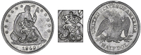 Danish West Indies, Authority of June-September 1850, Half-Dollar, U.S.A., Half-Dollar, 1849, obv. countermarked...