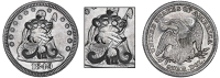 Danish West Indies, ——— Quarter-Dollar, U.S.A., Quarter-Dollar, 1849, obv. countermarked with incuse crowned...