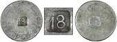 St. Bartholomew (St. Barts), Post-1819 series, Eighteen Stuivers, Spain, Charles IIII, 2 Réales (Head Pistareen),...