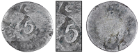 St. Bartholomew (St. Barts), ——— Five Stuivers (c. 1825), Charles III, a Spanish-American Half-Réal, obv....