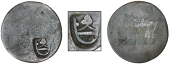 St. Bartholomew (St. Barts), One Stuiver (c. 1797), a billon flan, perhaps a Sous Marques or a Cayenne 2 Sous, one...