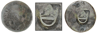 St. Bartholomew (St. Barts), One Stuiver (c. 1834), Curaçao, One Stuiver, 1822, rev. countermarked with a crown...