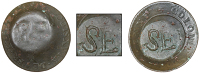 St. Eustatius (Statia), ——— One Stuiver, a Cayenne 2 Sous, rev. countermarked with se raised within a circular...