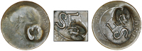 St. Eustatius (Statia), ——— One Stuiver, a Cayenne 2 Sous, rev. countermarked with se raised within a circular...