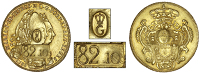 Guadeloupe, ——— Eighty-Two Livres Ten Sols, Brazil, Maria I and Peter III, 6,400 Réis, 1783, Bahia, obv....