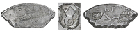 Guadeloupe, ——— Forty-Five Sous, a cut quarter segment of the Nine Livre Dollar (after the central square plug...