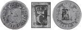 Guadeloupe, ——— Ten Sous, MEXICO, Ferdinand VI, Half-Réal, 1757m, Mexico City, countermarked on rev. with a...