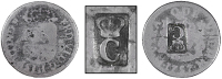 Guadeloupe, ——— Ten Sous, MEXICO, Ferdinand VI, Half-Réal, 1757m, Mexico City, countermarked on rev. with a...