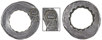 Dominica, ——— Four Bitts (valued at Three Shillings), a circular centre segment from an Eleven Bitt pierced...