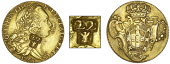 Martinique, ——— Twenty-Two Livres per gros, Portugal, Joseph I, Four Escudos, 1768, Lisbon, obv. countermarked...