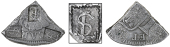 St. Lucia, ——— Three Escalins, Charles IIII, a cut quarter segment of a Spanish-American 8 Réales, obv....