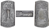 St. Lucia, Authority of January 1813, Six Livres Fifteen Sous, Charles III, a cut centre segment of a...