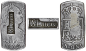 St. Lucia, ——— Six Livres Fifteen Sous, Charles IIII, a cut centre segment of a Spanish-American 8 Réales,...