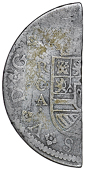 Barbados (General West Indies), One Bitt (value Ninepence), SPAIN, Philip V, a cut half segment of a 2 Réales...