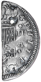 Barbados (General West Indies), One Bitt, SPAIN, Philip V, a cut half segment of a 2 Réales (Pistareen), 17[—],...