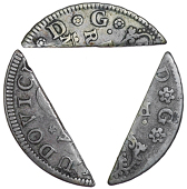 Barbados (General West Indies), One Bitts (3), three lightweight side cuts from differing Spanish 2 Réales...