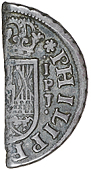 Barbados (General West Indies), Half-Bitt, SPAIN, Philip V, a cut half segment of a Réal, 17[—], 1.38g/21.3 gr...