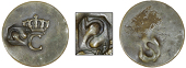 St. Vincent, ——— Stampee (valued at Twopence-Farthing), a crowned C type plain copper flan, obv. countermarked...