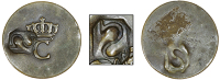 St. Vincent, ——— Stampee (valued at Twopence-Farthing), a crowned C type plain copper flan, obv. countermarked...