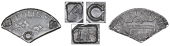 Grenada, ——— Four Bitts (valued at Three Shillings), Charles III, a cut third segment of a Spanish-American 8...
