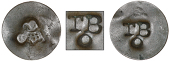 Tobago, ——— Stampee, a crowned C type plain copper flan, rev. countermarked with incuse tb, annulet below,...