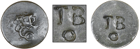 Tobago, ——— Stampee, a crowned C type plain copper flan, rev. countermarked with incuse tb, annulet below,...