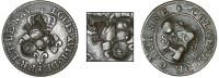 Tobago, ——— Stampee, a Cayenne 2 Sous, 1789a, obv. countermarked with incuse tb, annulet added later to...