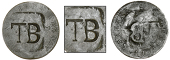 Tobago, ——— Black Dogg (valued at Three-Halfpence), a Cayenne 2 Sous, obv. countermarked with incuse tb within...