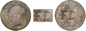 Trinidad, François Declos, Stampee (valued at One Penny), ENGLAND, Victoria, copper Halfpenny [1838-59], rev....
