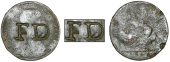 Trinidad, ——— Stampee, ENGLAND, Victoria, Halfpenny, 1864, obv. countermarked with incuse fd, 4.90g/75.6 gr...