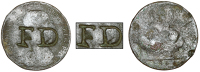 Trinidad, ——— Stampee, ENGLAND, Victoria, Halfpenny, 1864, obv. countermarked with incuse fd, 4.90g/75.6 gr...