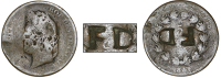 Trinidad, ——— Stampee, FRANCE, Louis Philippe I, 5 Centimes, 184[–], rev. countermarked with incuse fd,...