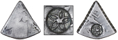 Curaçao, ——— Eighteen Stuivers, a cut fifth segment of a Spanish-American 8 Réales, with crenated edges,...