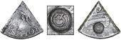Curaçao, ——— Three Reaals, a cut fifth segment of a Spanish-American 8 Réales, with crenated edges, rev....