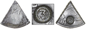 Curaçao, ——— Three Reaals, a cut fifth segment of a Spanish-American 8 Réales, with crenated edges, rev....