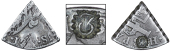 Curaçao, ——— Three Reaals, a cut fifth segment of a Spanish-American 8 Réales, with crenated edges, rev....