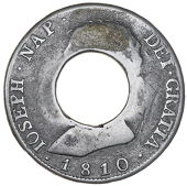 Prince Edward Island, ——— Holey Dollar, SPAIN, Joseph Napoleon, 20 Réales, 1810ai, Madrid, centrally pierced,...