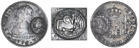 Unattributed, Quarter-Dollar, MEXICO, Charles III, 2 Réales, 1776fm, Mexico City, obv. countermarked f12m with...