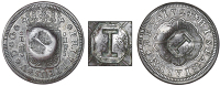Unattributed, SPAIN, Philip V, Two Réales (Pistareen), 1724f, Segovia, obv. countermarked with incuse i within an...