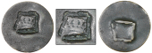 Unattributed, Stampee (valued at Twopence-Farthing), a plain flan with die-struck crown c, one side countermarked...
