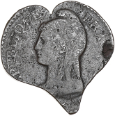 Unattributed, FRANCE, First Republic, 10 Centimes, AN 8aa [1799], Metz, cut into a heart-shape, 14.75g/227.6 gr (VG...