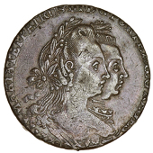 Unattributed, Portugal, Maria I and Peter III, a striking from counterfeit 4 Escudos dies, 177[–], on a blank...