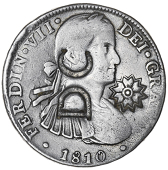 Scotland, LANARKSHIRE, Glasgow, a Mexico, Ferdinand VII, 8 Réales, 1810hj, Mexico City, obv. countermarked dc and...