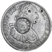 Scotland, RENFREWSHIRE, Hurlet, a Mexico, Charles IIII, 8 Réales, 1795fm, Mexico City, obv. countermarked j · & j...